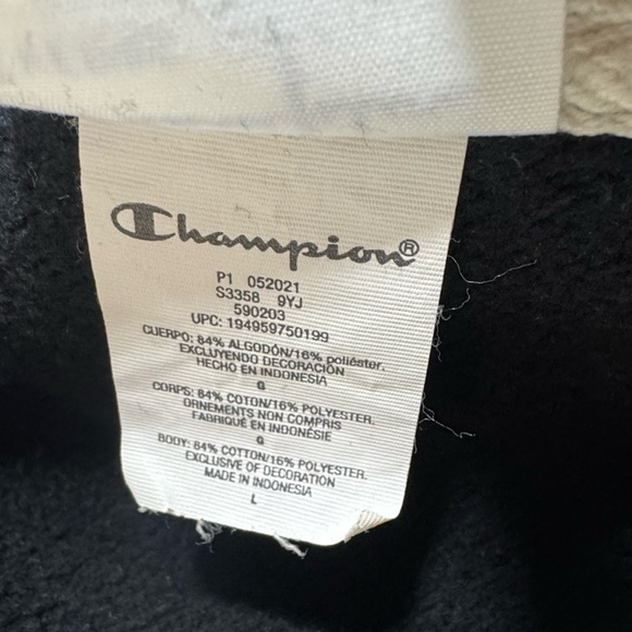 Champion Reverse Weave Sweatshirt Mens Large Relaxed Crewneck Black Oversized - Picture 6 of 8